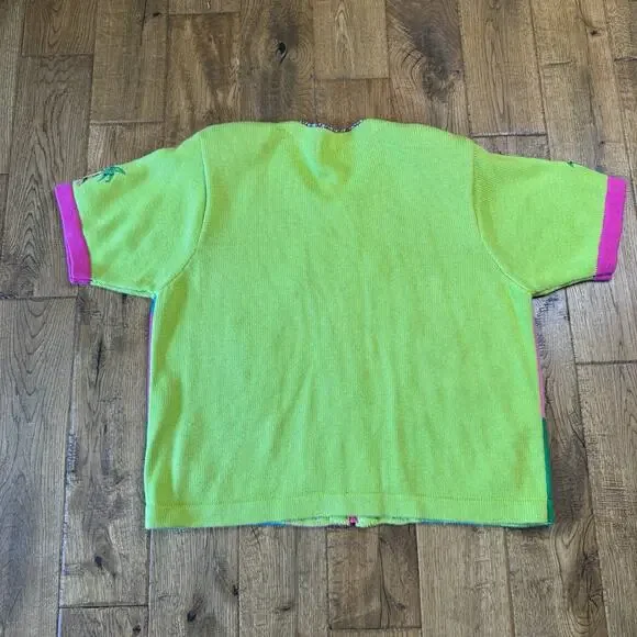 VTG The Collective Works of Berek 2 Pink Flamingo Sweater Silk Blend Tank Sz XL - Picture 6 of 8